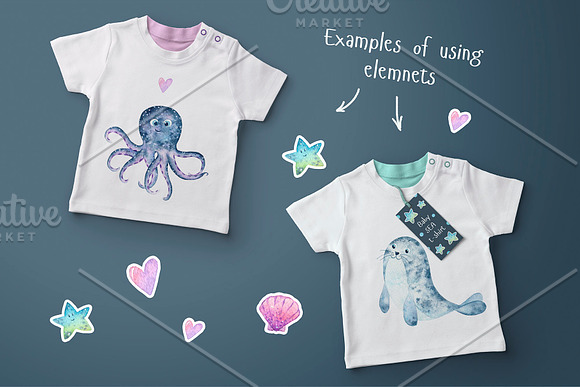 Sea Watercolor Clipart in Illustrations - product preview 3