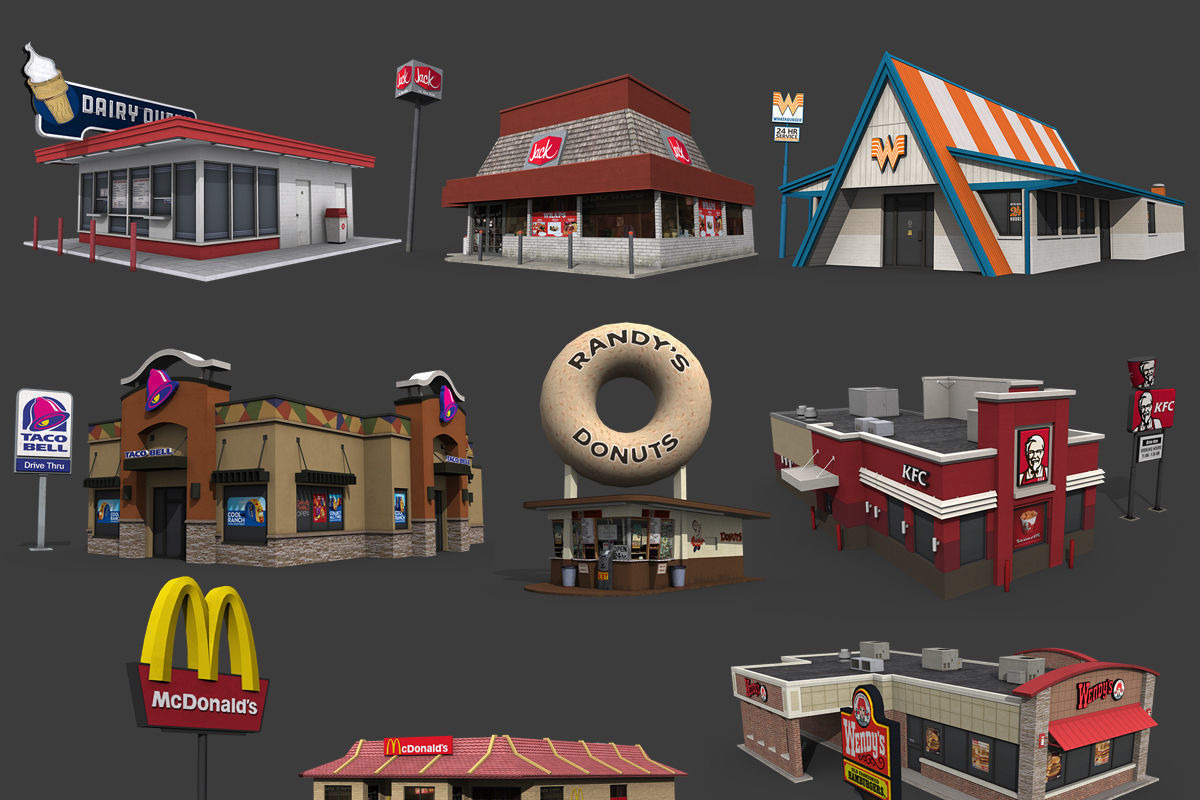 Fastfood Restaurants Pack in Architecture - product preview 8