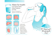 vector woman drinking water