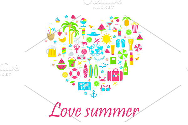 love summer card on white