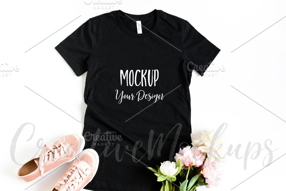 Black Ladies Shirt Mockup in Product Mockups - product preview 8