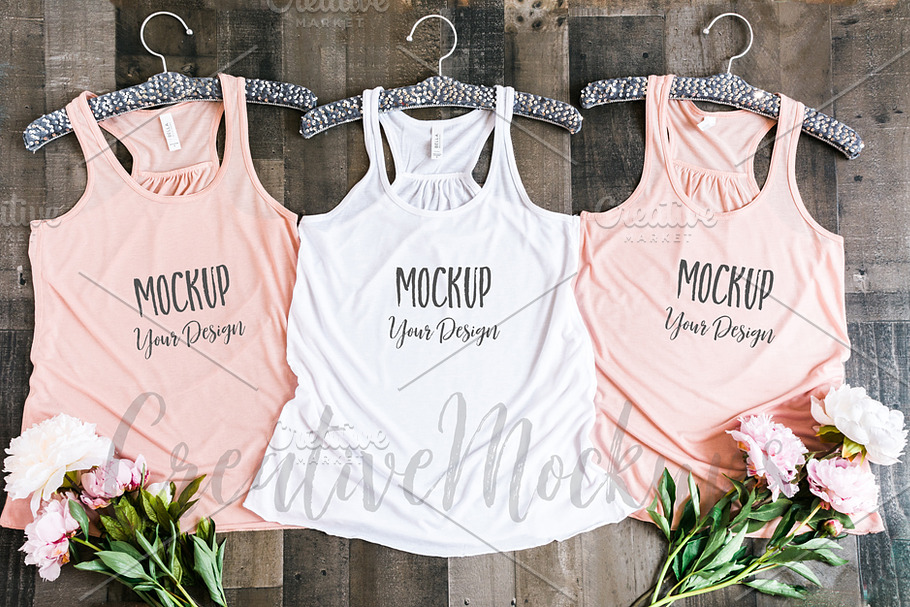 White and Peach Tank Top Mockup