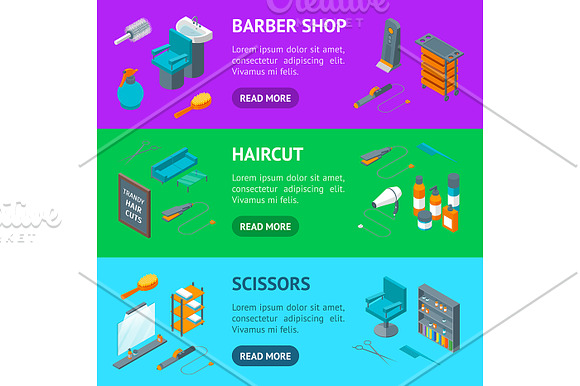Barber Shop Set Isometric View.  in Graphics - product preview 4