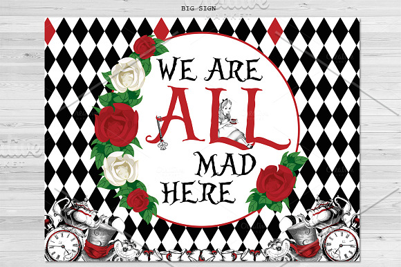 Alice In Wonderland Birthday set in Card Templates - product preview 3