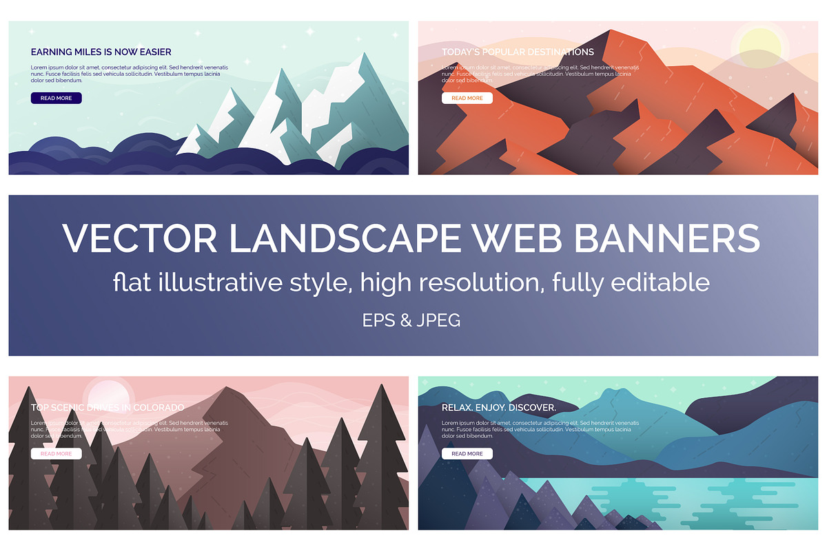 Vector Landscape Web Banners in Illustrations - product preview 8