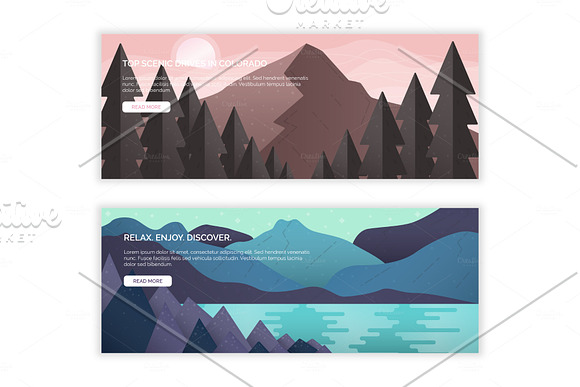 Vector Landscape Web Banners in Illustrations - product preview 2