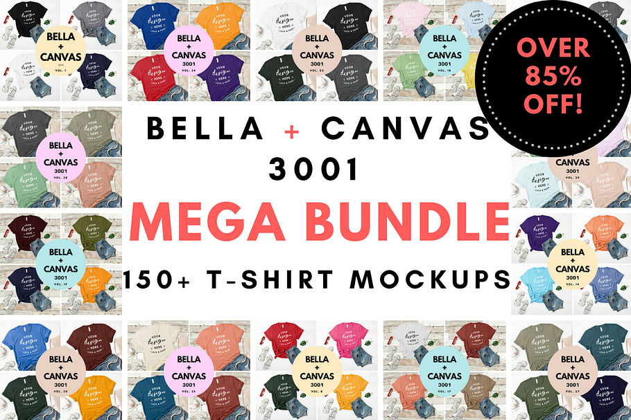 Bella Canvas 3001 Mega Bundle Mockup in Product Mockups - product preview 8