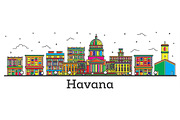 Outline Havana Cuba City Skyline