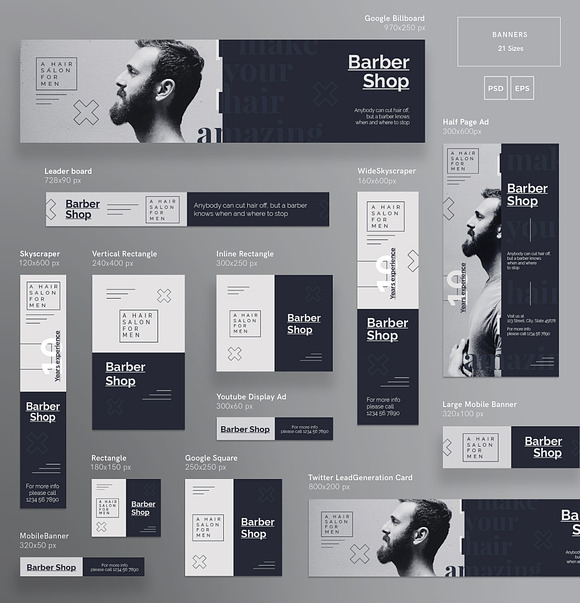 Banners Pack | Barber Shop in Templates - product preview 2