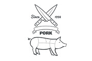 Vintage butcher cuts of pork