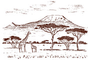 Vintage African landscape. Safaris