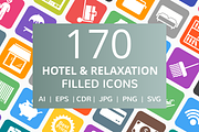 170 Hotel & Relaxation Filled Icons