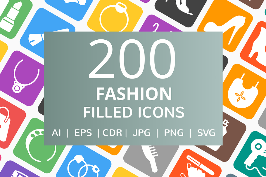 200 Fashion Filled Icons in Graphics - product preview 8