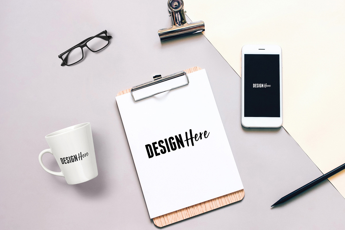 Flat Lay Stationery Set Mockup in Product Mockups - product preview 8