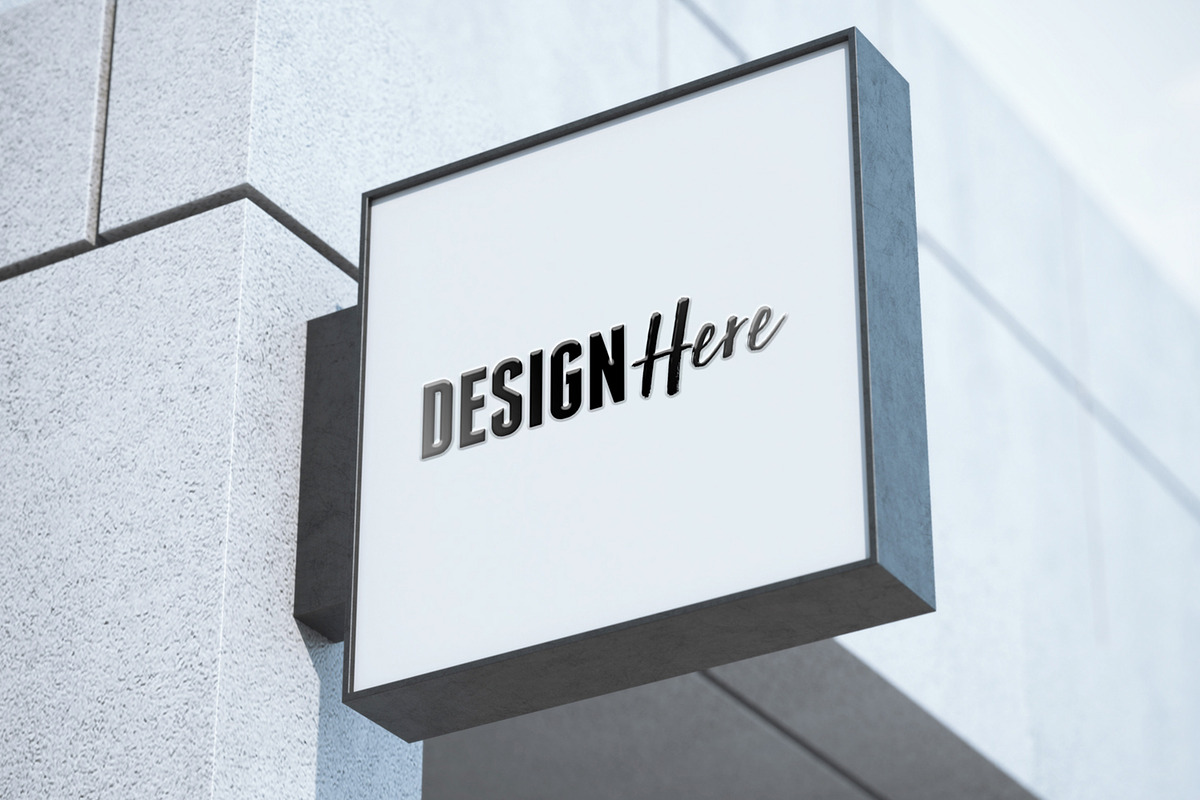 Square Signboard Mockup in Branding Mockups - product preview 8
