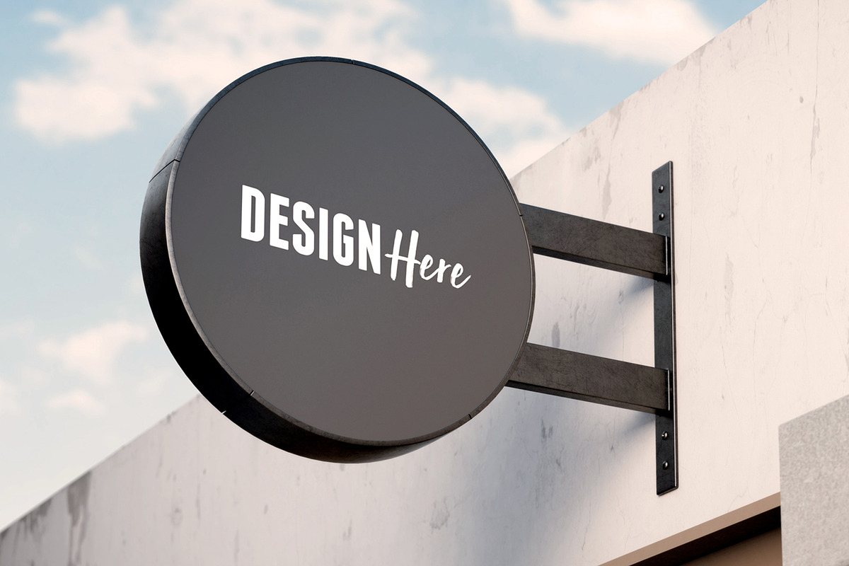 Black Round Signboard in Branding Mockups - product preview 8