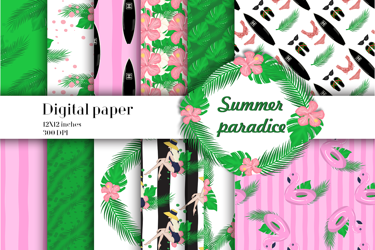 Summer paradise digital paper pack in Patterns - product preview 8
