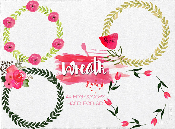 Watercolor Wreaths in Illustrations - product preview 1