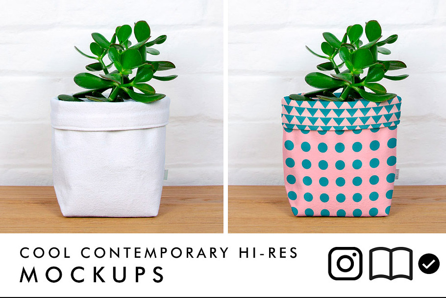 Fabric planter mockup with plant in Product Mockups - product preview 8