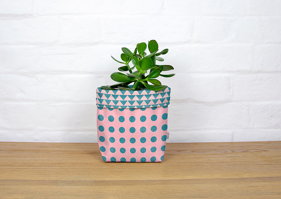 Fabric planter mockup with plant in Product Mockups - product preview 1