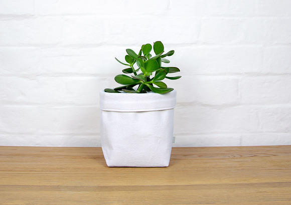 Fabric planter mockup with plant in Product Mockups - product preview 2