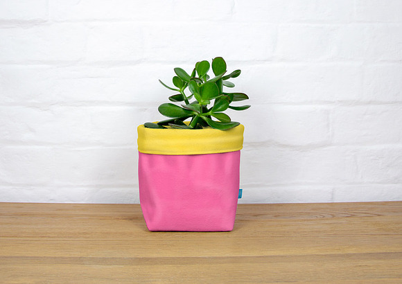 Fabric planter mockup with plant in Product Mockups - product preview 4