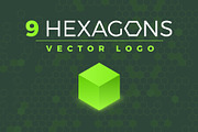 9 hexagons. Vector logo