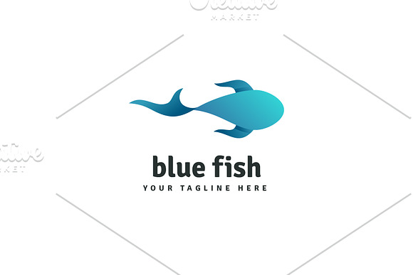 Blue fish vector logo in Logo Templates - product preview 2