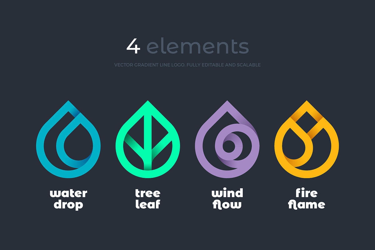 Nature elements. 4 gradient logo in Logo Templates - product preview 8