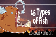 15 Types of fish clip art