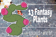 13 Fantasy plants clipart set