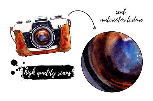 Travel Addiction watercolor sketches in Illustrations - product preview 3