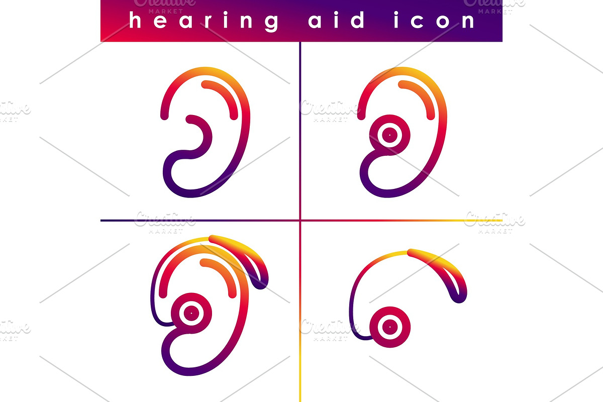 Ear hearing aid deaf problem icons in Objects - product preview 8