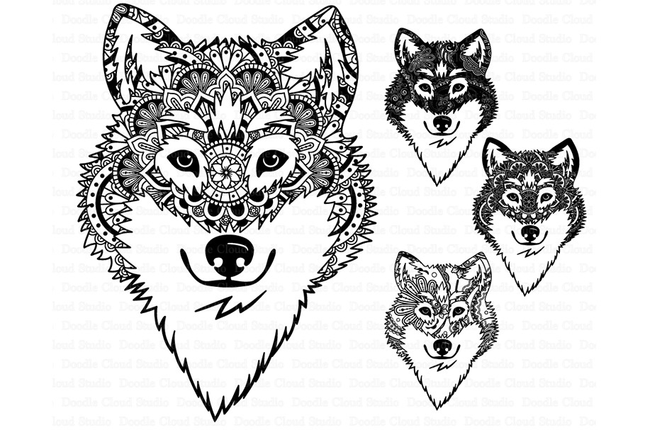 Wolf SVG, Wolf Head Mandala SVG,