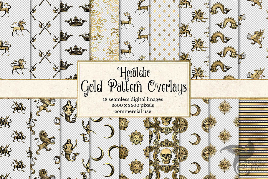 Gold Heraldic Pattern Overlays