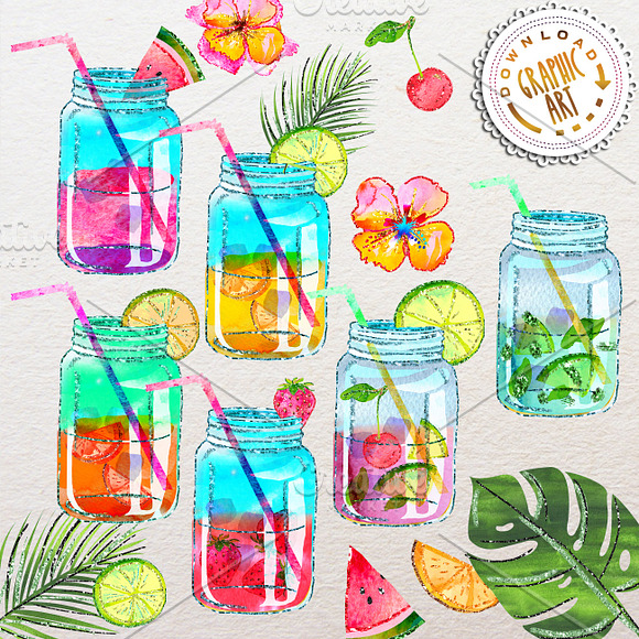 Summer drink clipart in Illustrations - product preview 1