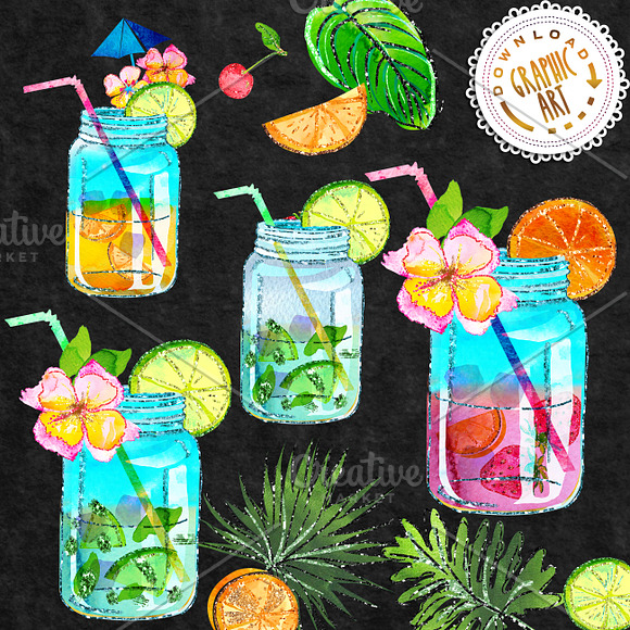 Summer drink clipart in Illustrations - product preview 2