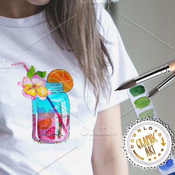 Summer drink clipart in Illustrations - product preview 3