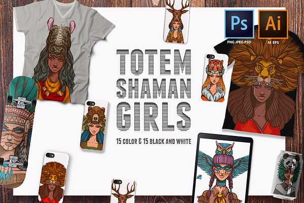 Girls-shamans totem animals