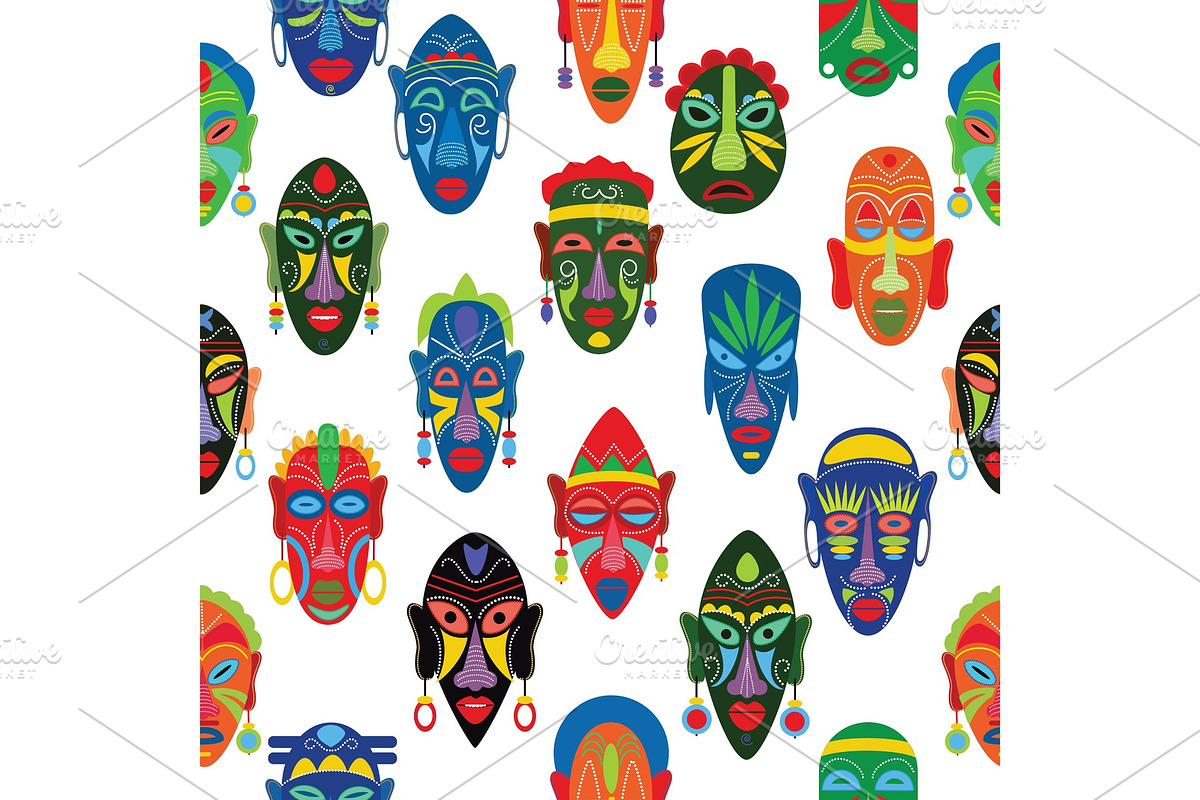 Tribal mask vector African face in Textures - product preview 8