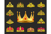 Shiny Luxurious Crowns of Gold with