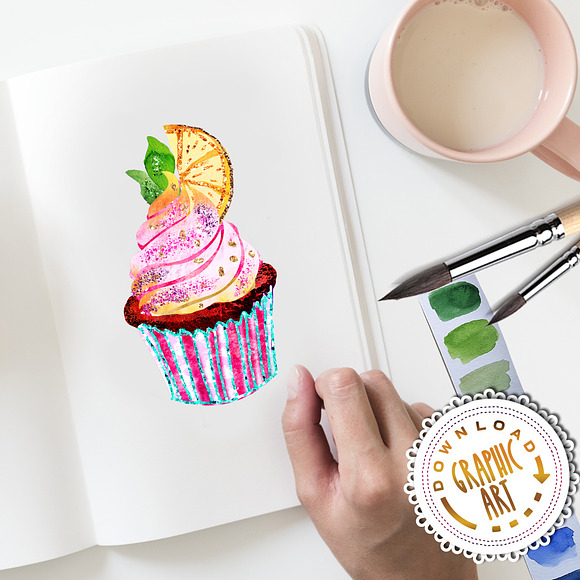 Cupcake and Donut Clip Art  in Illustrations - product preview 2