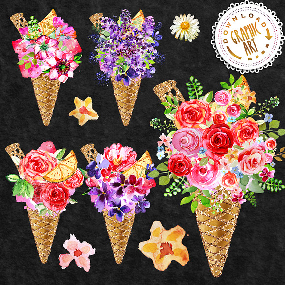Ice cream Bouquets clipart in Illustrations - product preview 1