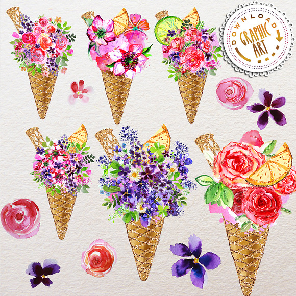 Ice cream Bouquets clipart in Illustrations - product preview 2
