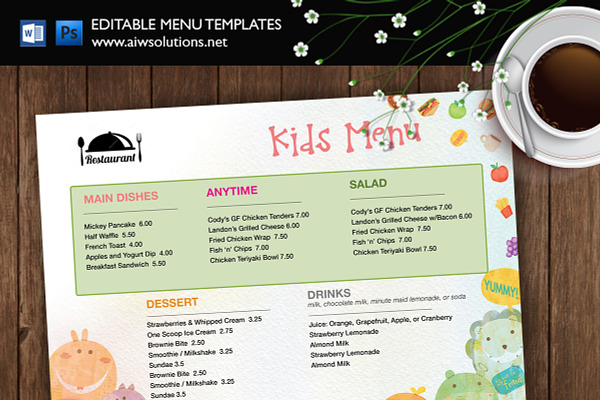 Kids Food Menu template id37