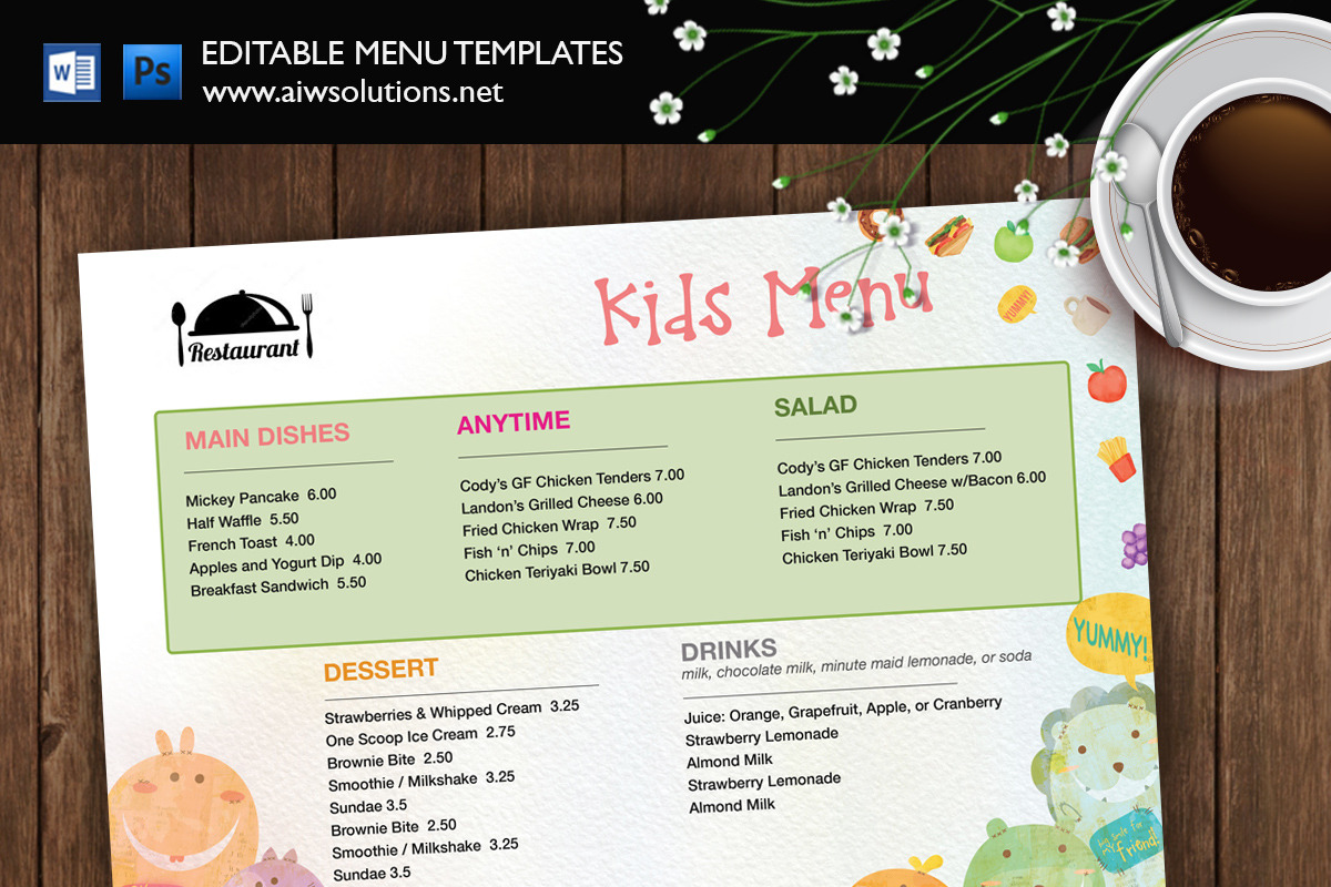 Kids Food Menu template id37 in Flyer Templates - product preview 8