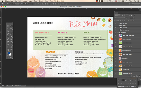 Kids Food Menu template id37 in Flyer Templates - product preview 1