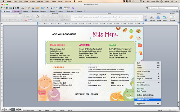 Kids Food Menu template id37 in Flyer Templates - product preview 2