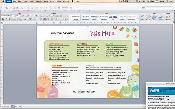 Kids Food Menu template id37 in Flyer Templates - product preview 3