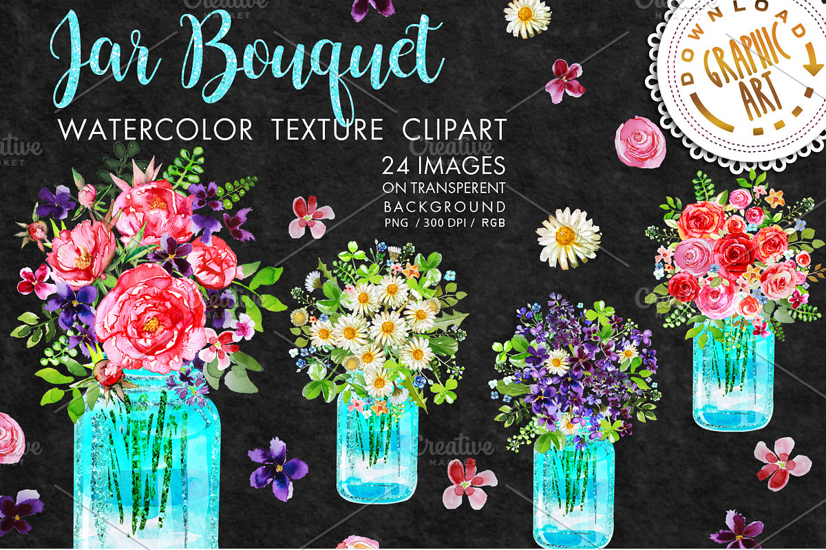 Jar Bouquet clipart in Illustrations - product preview 8